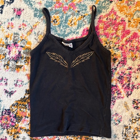 Currants Tops - y2K Currants Spaghetti Strap Black Tank 100% Cotton